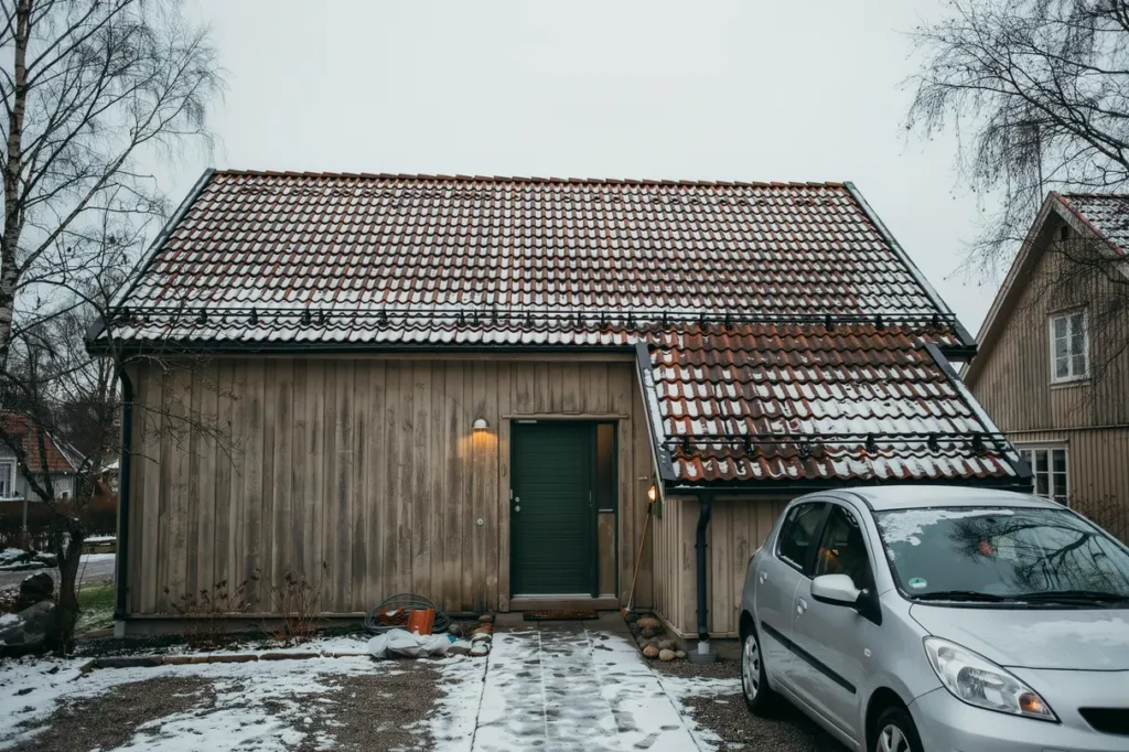 montera sn rasskydd p taket s skyddar du entr g ngv g och bilplats vintertid